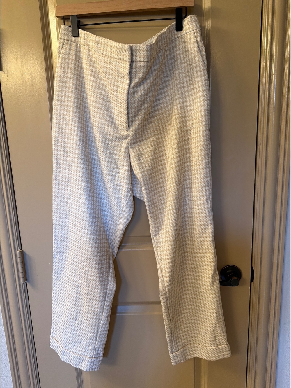 Ann Taylor Women's Size 16 Beige and White Houndstooth Pattern Dress Pants